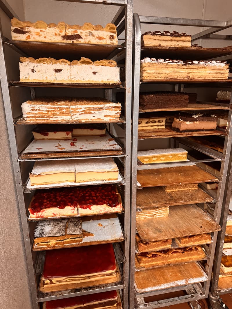 Trays of sheet cakes